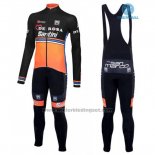 2016 Fietskleding DE Rose Zwart en Oranje Lange Mouwen en Koersbroek