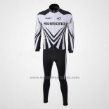 2010 Fietskleding Shimano Wit en Zwart Lange Mouwen en Koersbroek