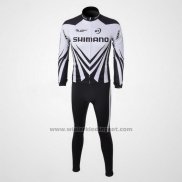 2010 Fietskleding Shimano Wit en Zwart Lange Mouwen en Koersbroek