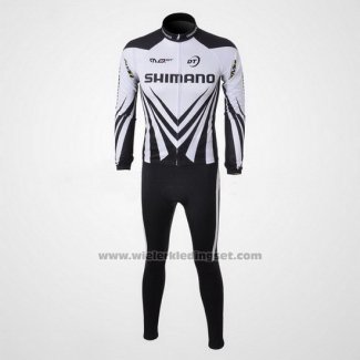 2010 Fietskleding Shimano Wit en Zwart Lange Mouwen en Koersbroek