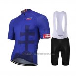 2019 Fietskleding Slowakije Blauw Zwart Korte Mouwen en Koersbroek