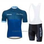 2019 Fietskleding STRAVA Donker Blauw Korte Mouwen en Koersbroek