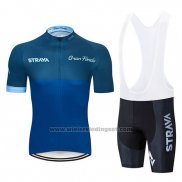 2019 Fietskleding STRAVA Donker Blauw Korte Mouwen en Koersbroek