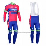 2012 Fietskleding Lampre Merida Roze en Azuur Lange Mouwen en Koersbroek
