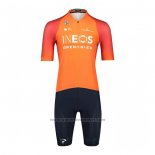 2022 Fietskleding INEOS Grenadiers Oranje Korte Mouwen en Koersbroek