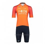 2022 Fietskleding INEOS Grenadiers Oranje Korte Mouwen en Koersbroek