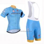 2015 Fietskleding Astana Lichtblauw Korte Mouwen en Koersbroek