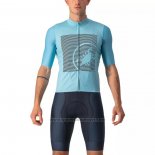 2022 Fietskleding Castelli Lichtblauw Grijs Korte Mouwen en Koersbroek