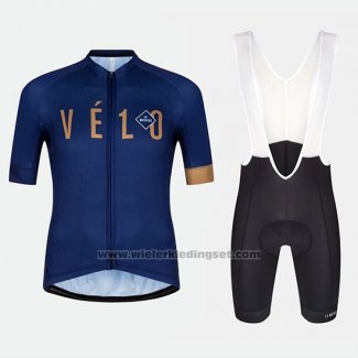 2018 Fietskleding Velo Blauw Oranje Korte Mouwen en Koersbroek