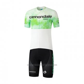 2021 Fietskleding Cannondale Wit Groen Korte Mouwen en Koersbroek