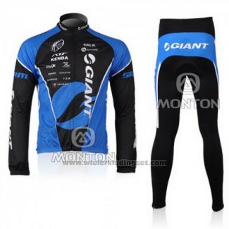 2010 Fietskleding Giant Zwart en Blauw Lange Mouwen en Koersbroek