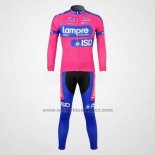 2012 Fietskleding Lampre ISD Roze en Azuur Lange Mouwen en Koersbroek