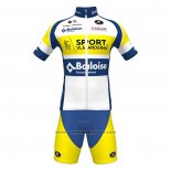 2022 Fietskleding Sport Vlaanderen-Baloise Blauw Geel Lange Mouwen en Koersbroek