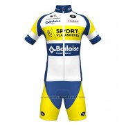 2022 Fietskleding Sport Vlaanderen-Baloise Blauw Geel Lange Mouwen en Koersbroek