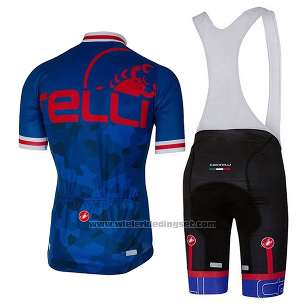 2017 Fietskleding Castelli Blauw en Rood Korte Mouwen en Koersbroek
