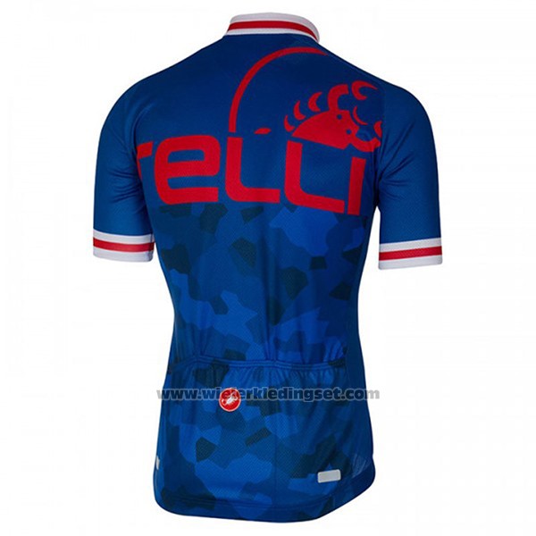 2017 Fietskleding Castelli Blauw en Rood Korte Mouwen en Koersbroek