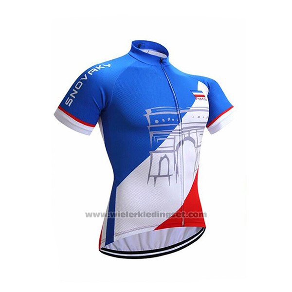 2017 Fietskleding France Snovaky Blauw en Wit Korte Mouwen en Koersbroek