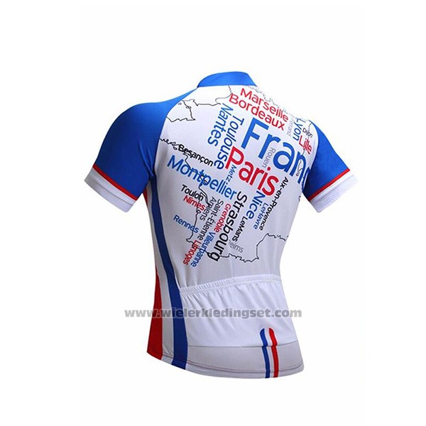 2017 Fietskleding France Snovaky Blauw en Wit Korte Mouwen en Koersbroek
