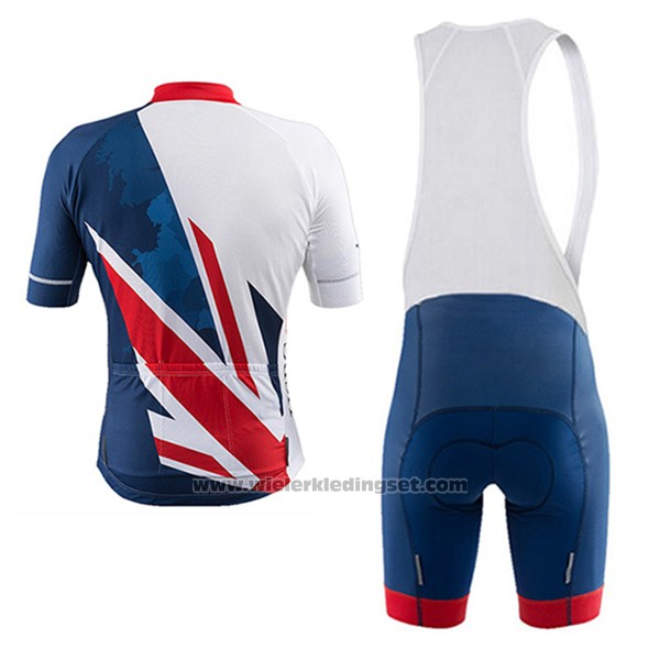 2017 Fietskleding Great Britain Blauw en Wit Korte Mouwen en Koersbroek