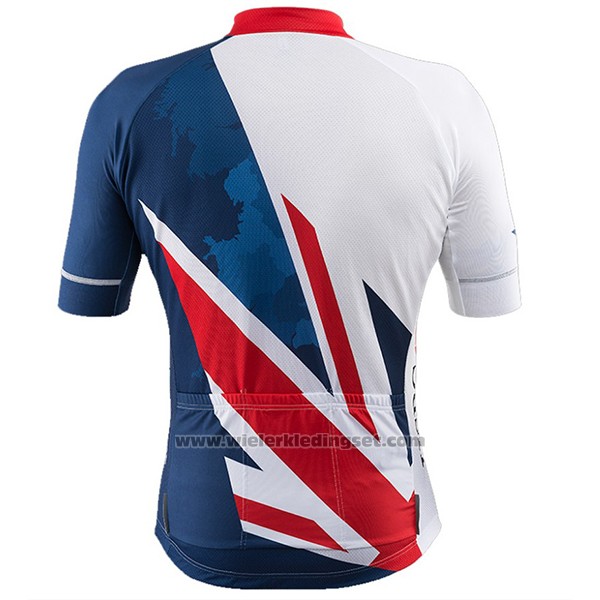 2017 Fietskleding Great Britain Blauw en Wit Korte Mouwen en Koersbroek