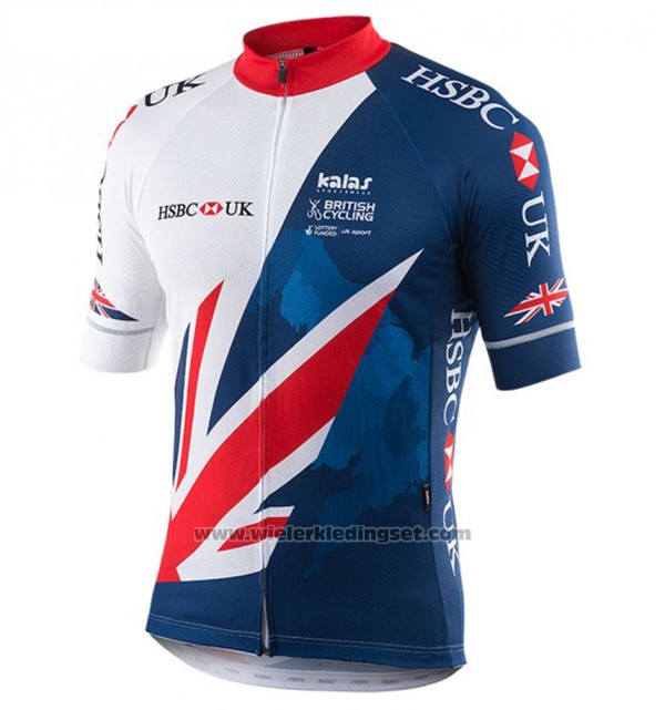 2017 Fietskleding Kalas HSBC GB Blauw en Wit Korte Mouwen en Koersbroek
