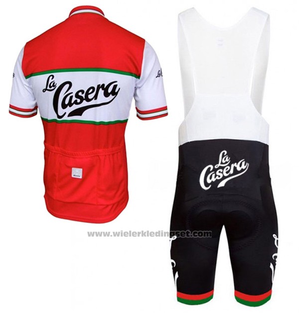 2017 Fietskleding La Casera Vintage Rood Korte Mouwen en Koersbroek