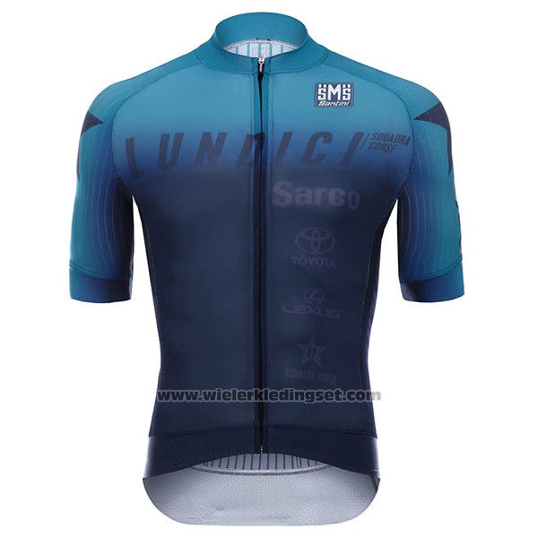 2017 Fietskleding Lundici Zwart en Blauw Korte Mouwen en Koersbroek