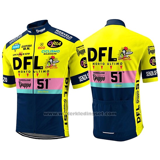 2017 Fietskleding Morvelo DFL Geel Korte Mouwen en Koersbroek