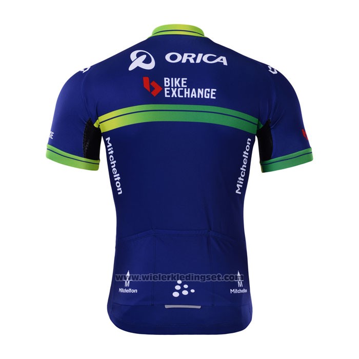 2017 Fietskleding Orica Bike Exchange Blauw Korte Mouwen en Koersbroek