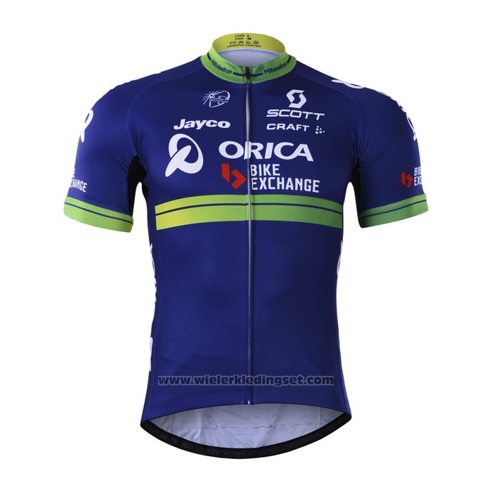 2017 Fietskleding Orica Bike Exchange Blauw Korte Mouwen en Koersbroek