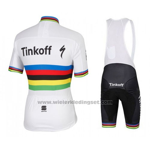 2016 Fietskleding UCI Wereldkampioen Tinkoff Wit Korte Mouwen en Koersbroek