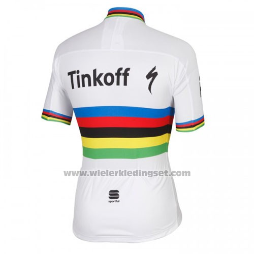 2016 Fietskleding UCI Wereldkampioen Tinkoff Wit Korte Mouwen en Koersbroek